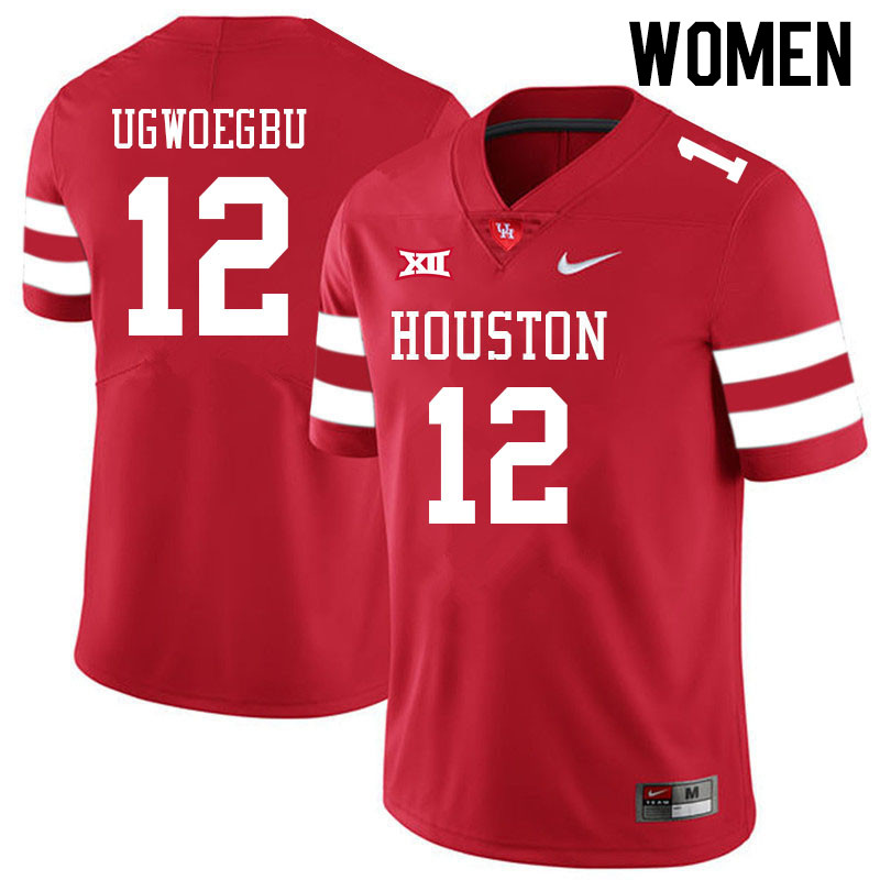 Women #12 David Ugwoegbu Houston Cougars College Big 12 Conference Football Jerseys Sale-Red